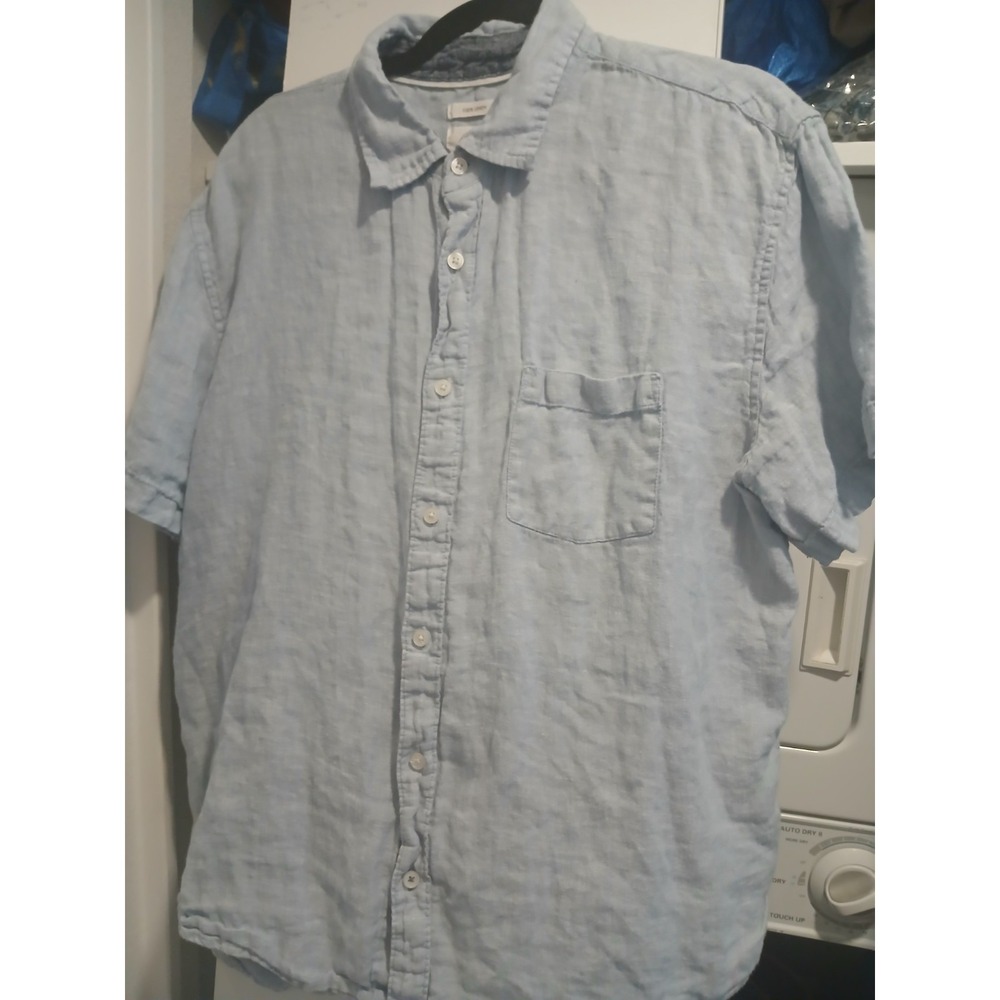 Panama Jack Men Button Up Shirt XL Blue Linen Casual Shirt S/S